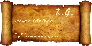 Kremer Gábor névjegykártya